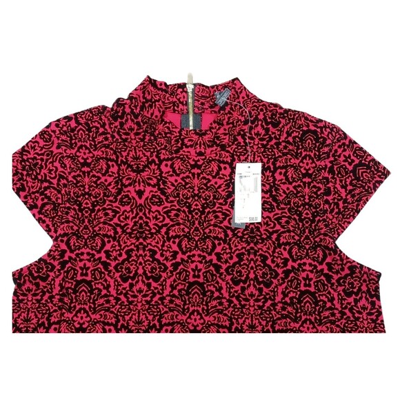 NWT Chelsea & Theodore Embroidered Black & Red Velvet Midi Dress Size Medium - Picture 2 of 7